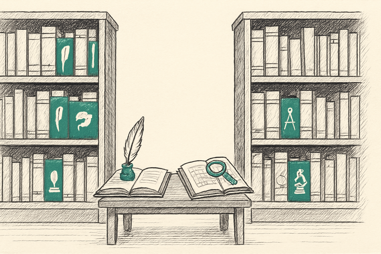 Side-by-side comparison of fiction and nonfiction represented by two different bookshelves Side-by-side comparison of fiction and nonfiction represented by two different bookshelves