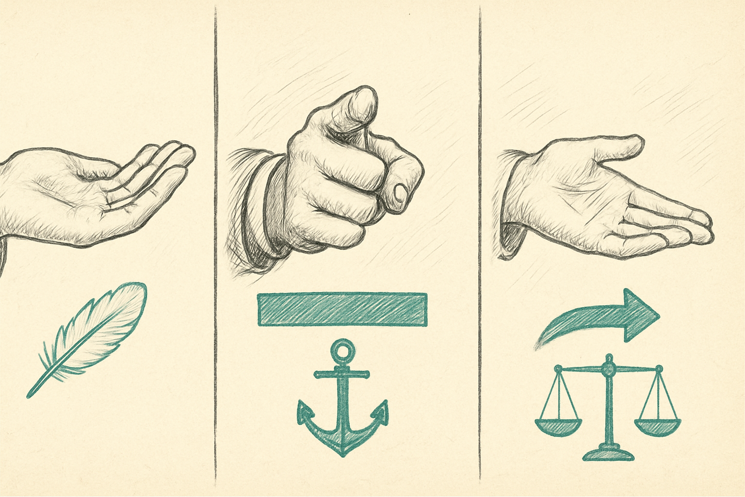 Side-by-side visual comparison of three concepts showing choice, obligation, and recommendation Side-by-side visual comparison of three concepts showing choice, obligation, and recommendation