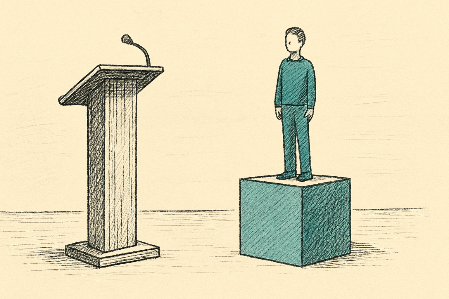 Side-by-side comparison of a tall lectern and a low podium Side-by-side comparison of a tall lectern and a low podium